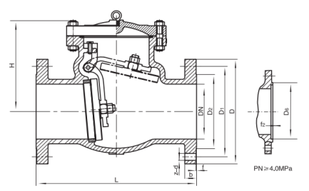 H44W-16/25/40P、R stainless steel Swing Check Valve