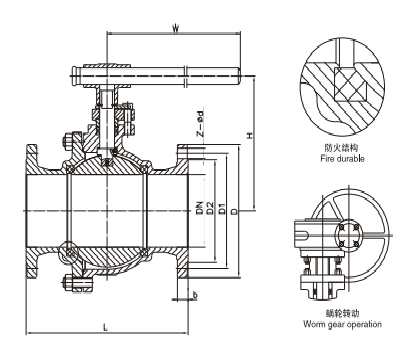 Q41F/H-16C/25/40/64 Cast steel Flange Ball Valve