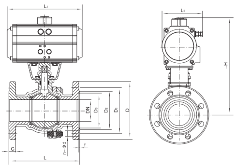 Q641F/H-16C/25 GB cast steel flange pneumatic ball valve
