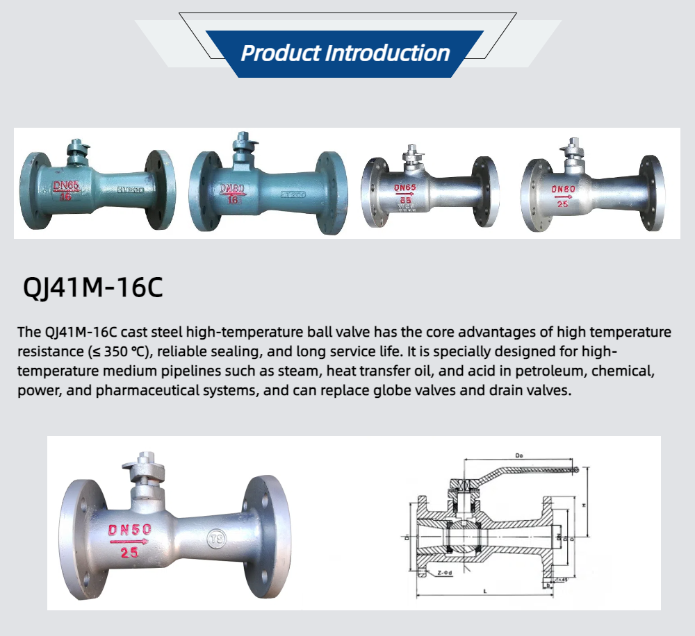 QJ41M-16C cast steel high temperature ball valve