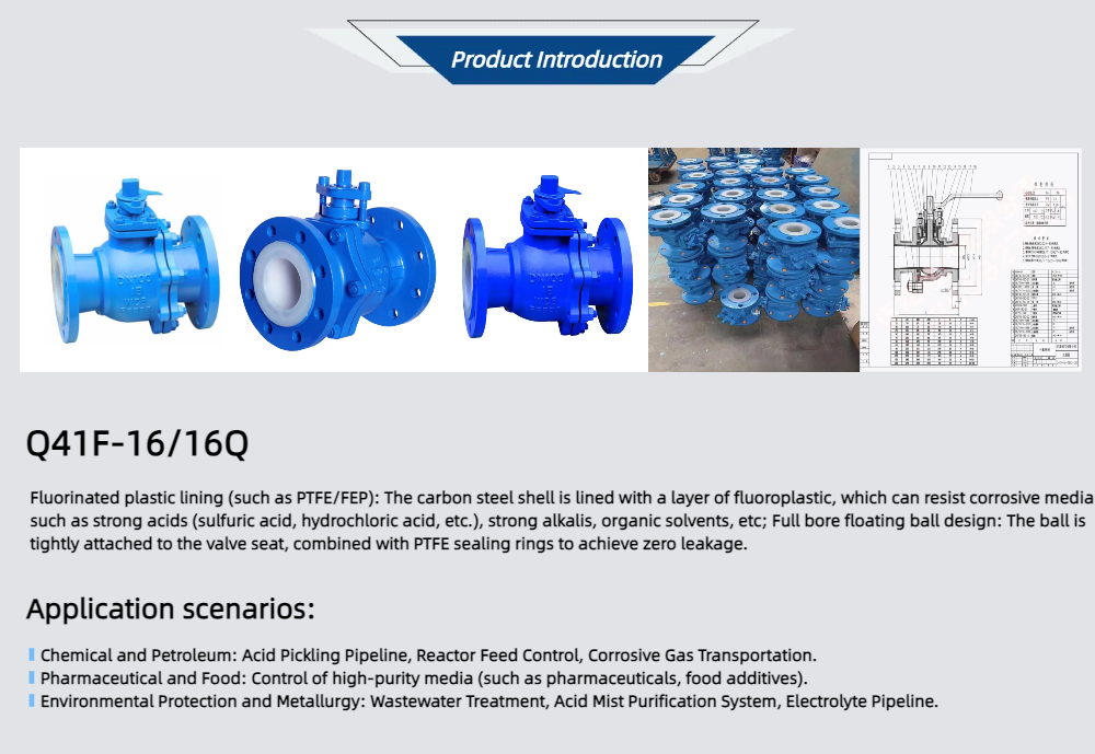 Q41F46-10C/16C Manual LIning Fluorine Ball Valve