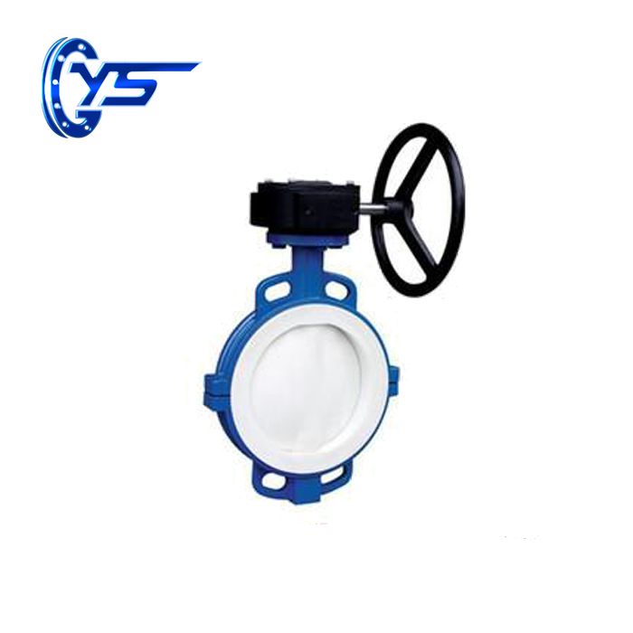 Cast iron worm four flrorine wafer butterfly valve with handle